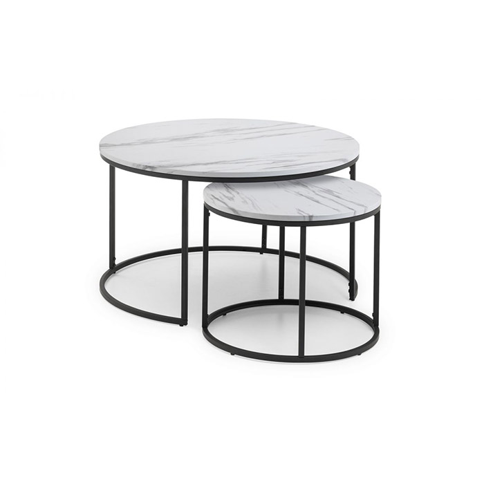 Bellini Round Nesting Coffee Table White Marble - Click Image to Close